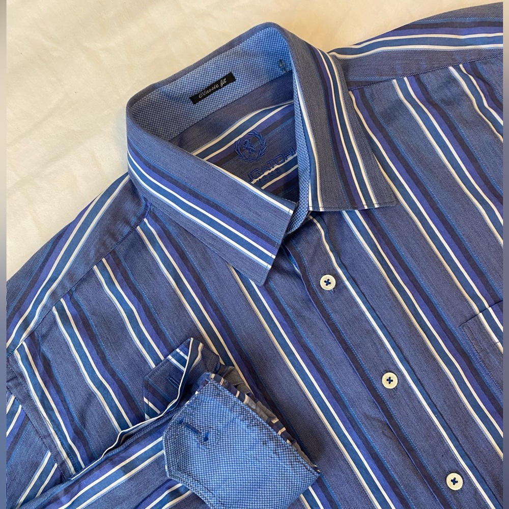 Bugatchi Uomo‎ Classic Fit Men’s XXL Blue Long Sleeve Button Shirt